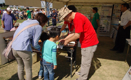 写真と比較しながら水生生物の観察